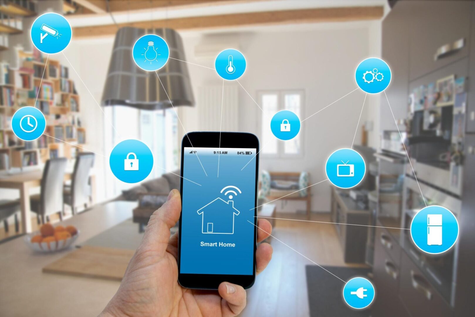 Smart home app controlling devices.