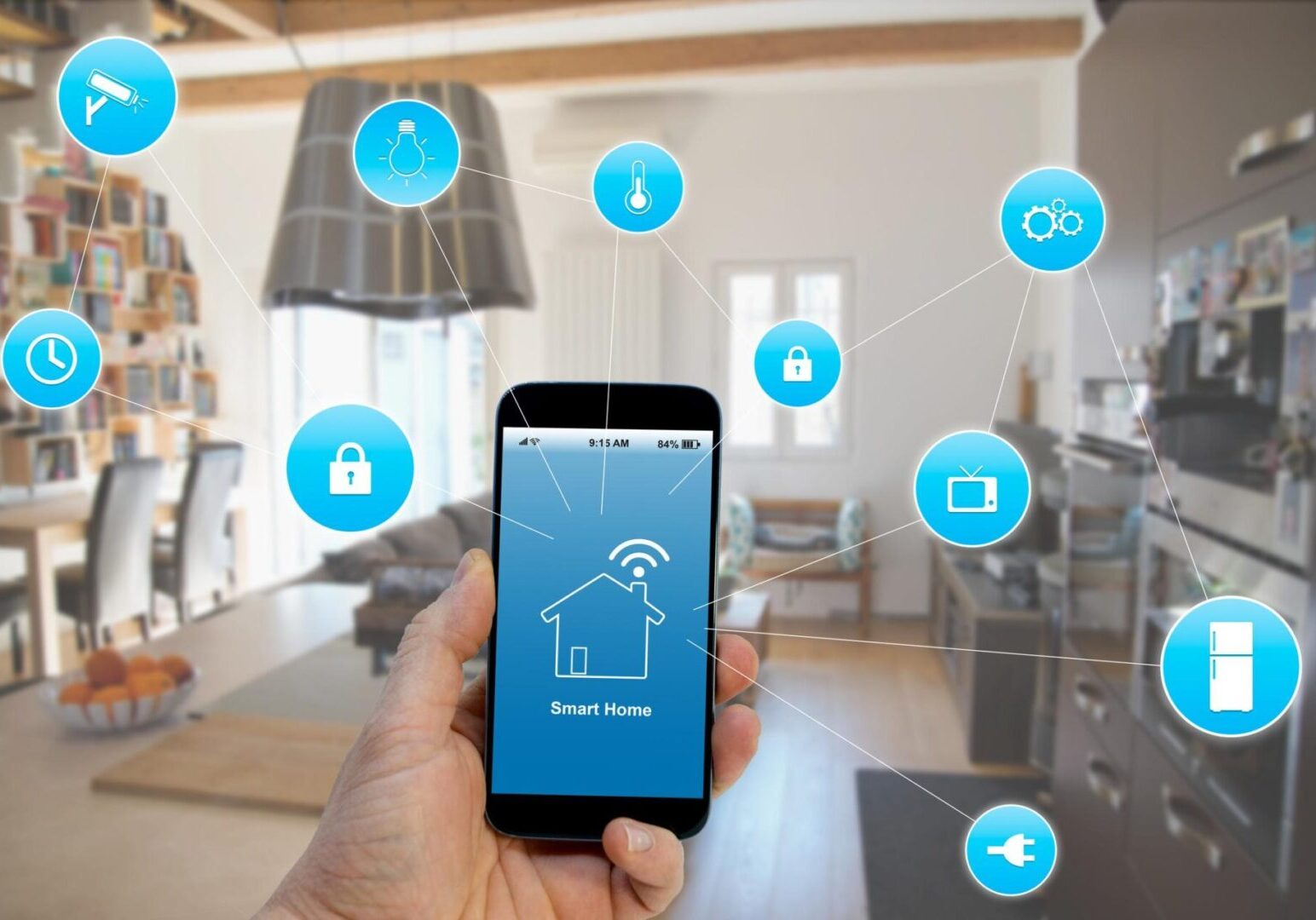 Smart home app controlling devices.